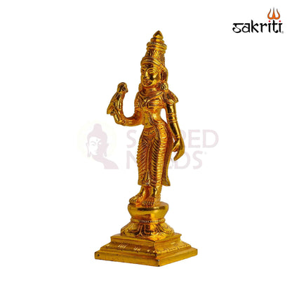 Sacred Needs Brass Goddess Meenakshi Idol – 7.7 Inch (19.6 cm) Height | Traditional Devi Meenakshi Statue for Pooja Room, Home Temple & Spiritual Décor