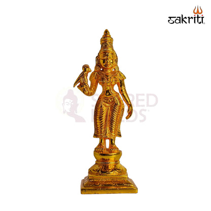 Sacred Needs Brass Goddess Meenakshi Idol – 7.7 Inch (19.6 cm) Height | Traditional Devi Meenakshi Statue for Pooja Room, Home Temple & Spiritual Décor