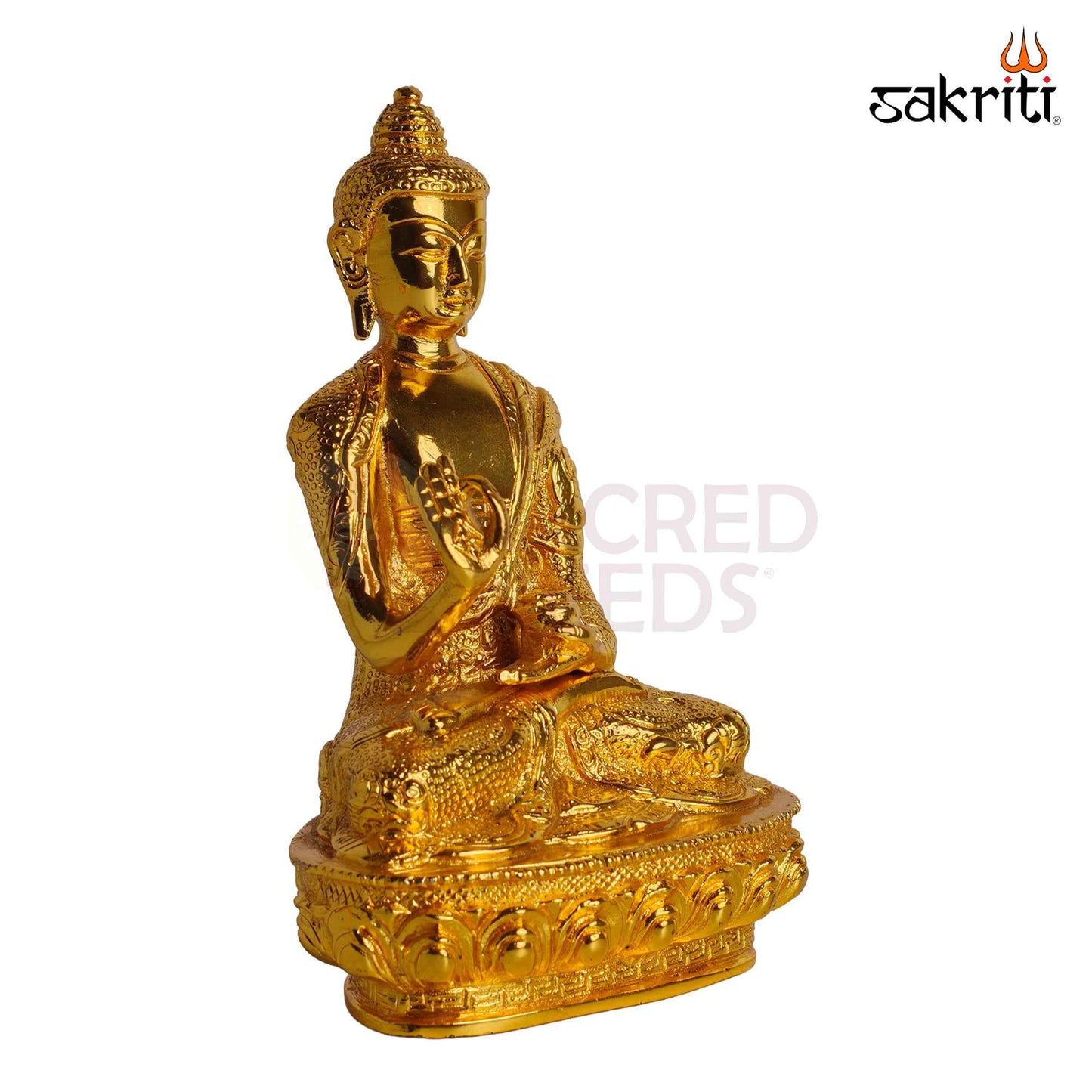Sacred Needs Brass Buddha Idol (Gold Polish) – 7.8 Inch (19.8 cm) Height | Meditating Buddha Statue for Home Décor, Meditation, Office & Spiritual Serenity