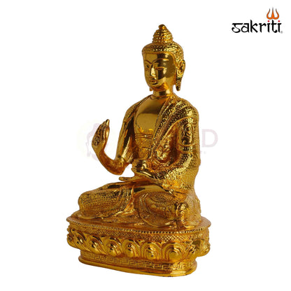Sacred Needs Brass Buddha Idol (Gold Polish) – 7.8 Inch (19.8 cm) Height | Meditating Buddha Statue for Home Décor, Meditation, Office & Spiritual Serenity