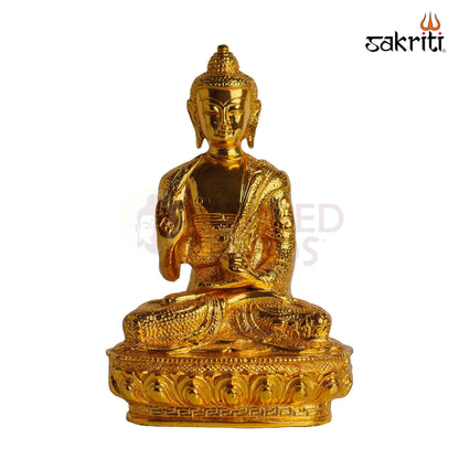 Sacred Needs Brass Buddha Idol (Gold Polish) – 7.8 Inch (19.8 cm) Height | Meditating Buddha Statue for Home Décor, Meditation, Office & Spiritual Serenity