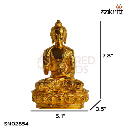 Sacred Needs Brass Buddha Idol (Gold Polish) – 7.8 Inch (19.8 cm) Height | Meditating Buddha Statue for Home Décor, Meditation, Office & Spiritual Serenity