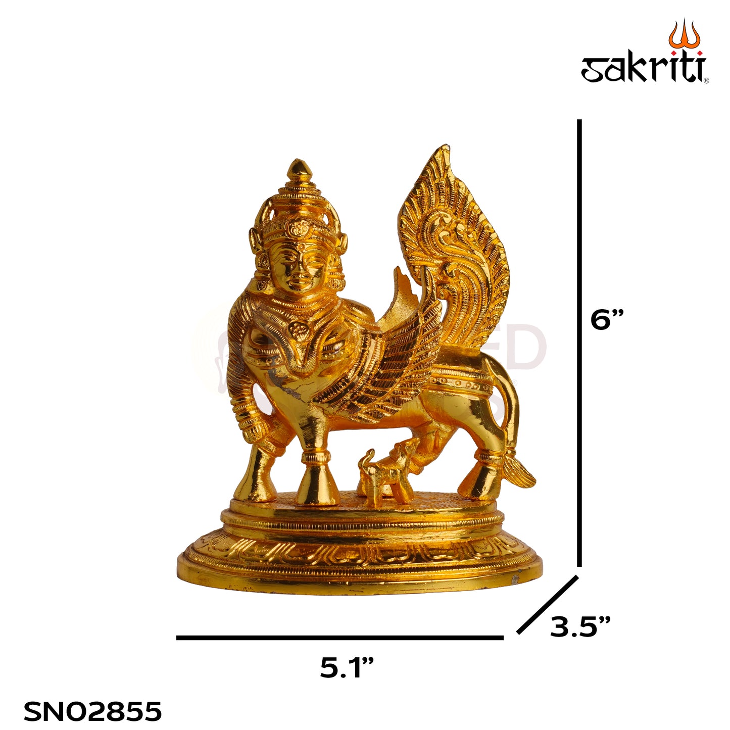 Sacred Needs Brass Kamadhenu Cow with Calf Idol – 6 Inch (15.2 cm) Height | Divine Kamadhenu Statue for Pooja Room, Home Temple, Vastu & Spiritual Décor
