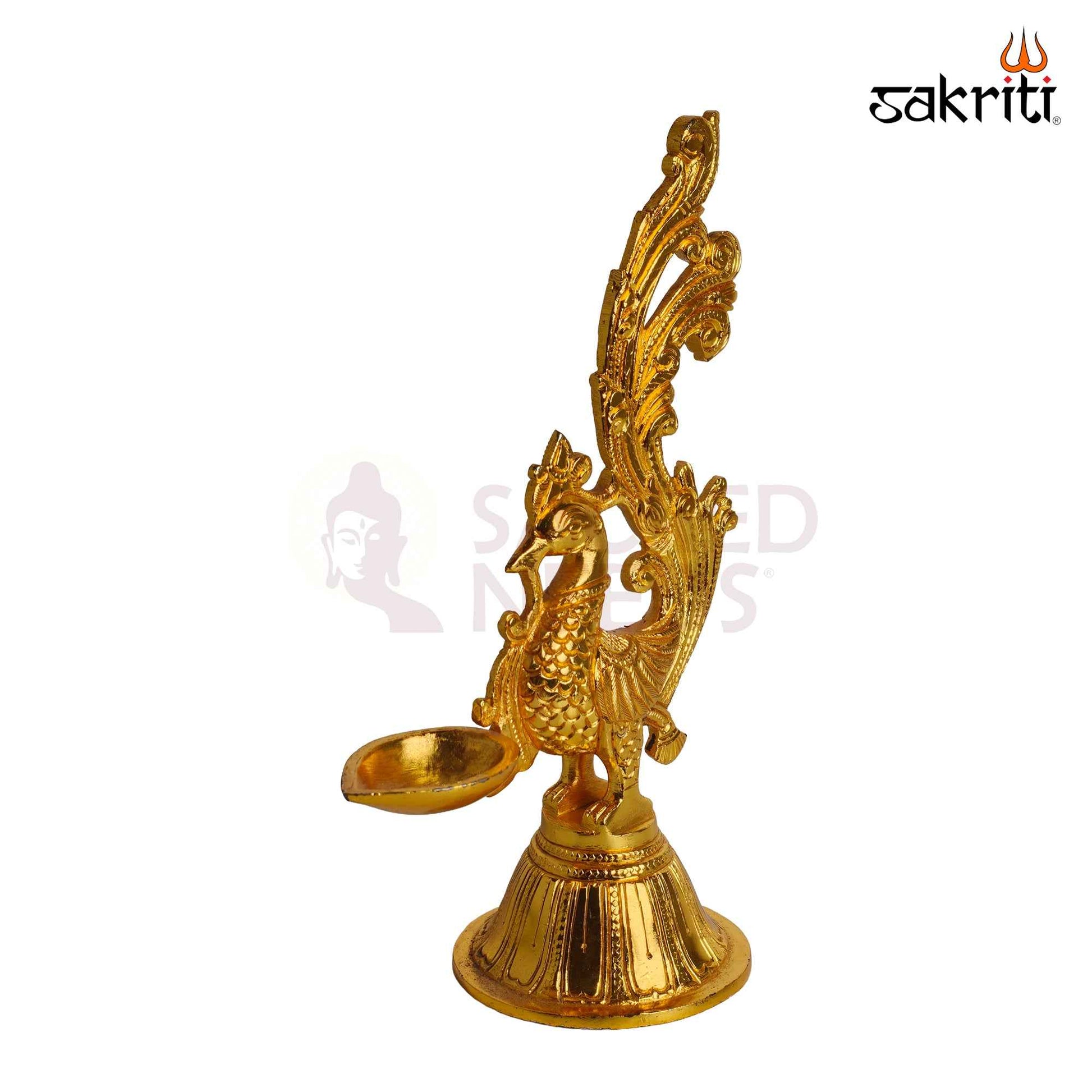 Sacred Needs Brass Annam Vilakku (GP) – 9.5 Inch (24.1 cm) Height | Traditional Brass Peacock Kuthu Vilakku Oil Lamp for Pooja, Temple, Diwali & Home Décor