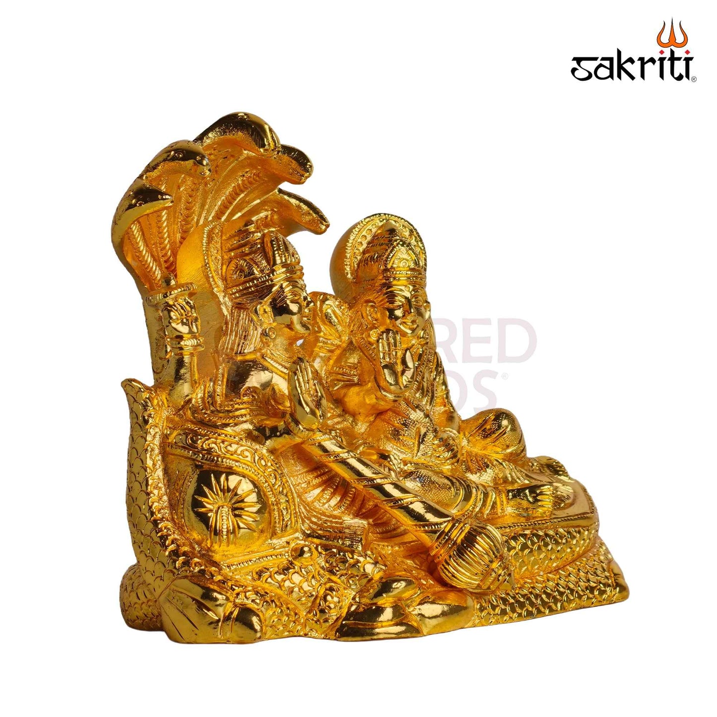 Sacred Needs Brass Vishnu Lakshmi Idol – 6.3 Inch (16 cm) Height | Lord Vishnu & Goddess Lakshmi Statue for Pooja Room, Home Temple, Wealth & Prosperity