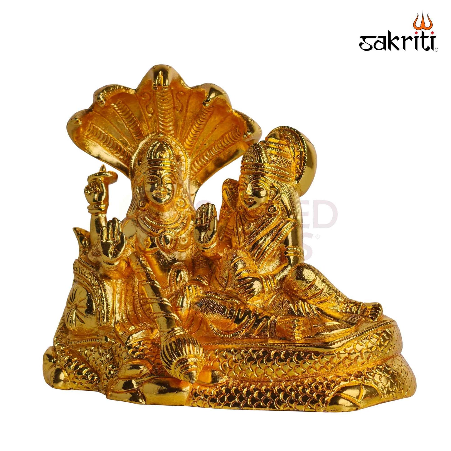 Sacred Needs Brass Vishnu Lakshmi Idol – 6.3 Inch (16 cm) Height | Lord Vishnu & Goddess Lakshmi Statue for Pooja Room, Home Temple, Wealth & Prosperity