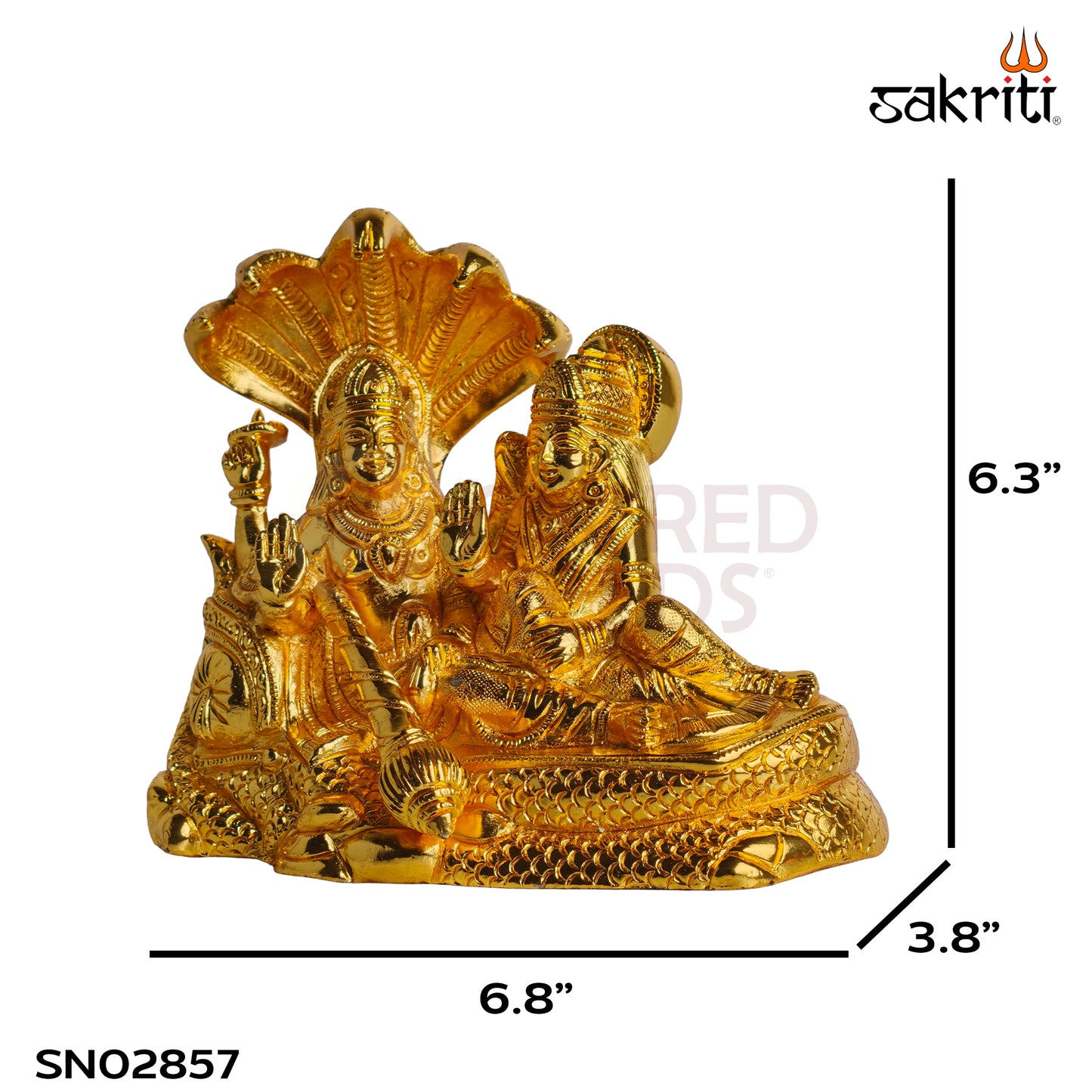 Sacred Needs Brass Vishnu Lakshmi Idol – 6.3 Inch (16 cm) Height | Lord Vishnu & Goddess Lakshmi Statue for Pooja Room, Home Temple, Wealth & Prosperity
