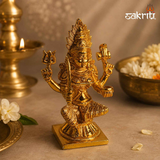 Sacred Needs Brass Mariamman Idol – 6.1 Inch (15.5 cm) Height | Goddess Mariamman Brass Statue for Pooja Room, Home Temple, Navaratri & Spiritual Décor