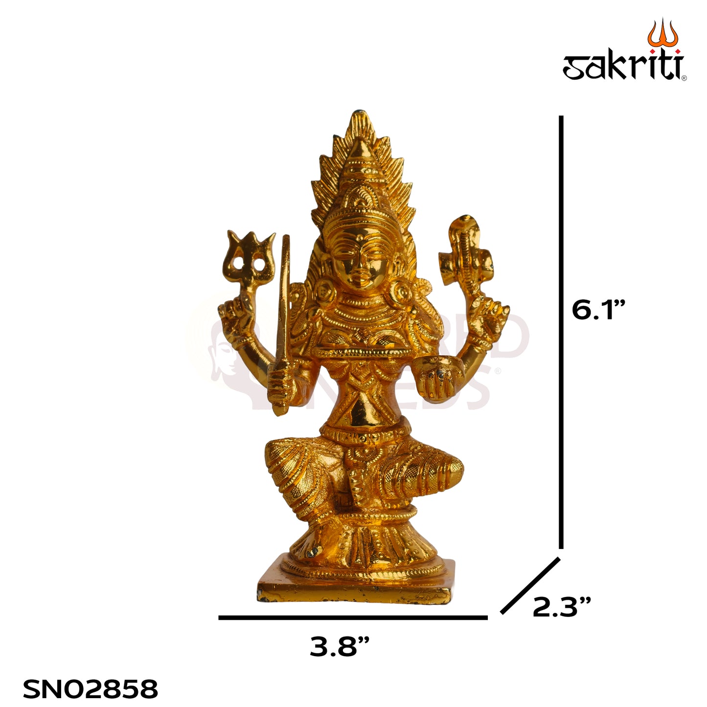 Sacred Needs Brass Mariamman Idol – 6.1 Inch (15.5 cm) Height | Goddess Mariamman Brass Statue for Pooja Room, Home Temple, Navaratri & Spiritual Décor