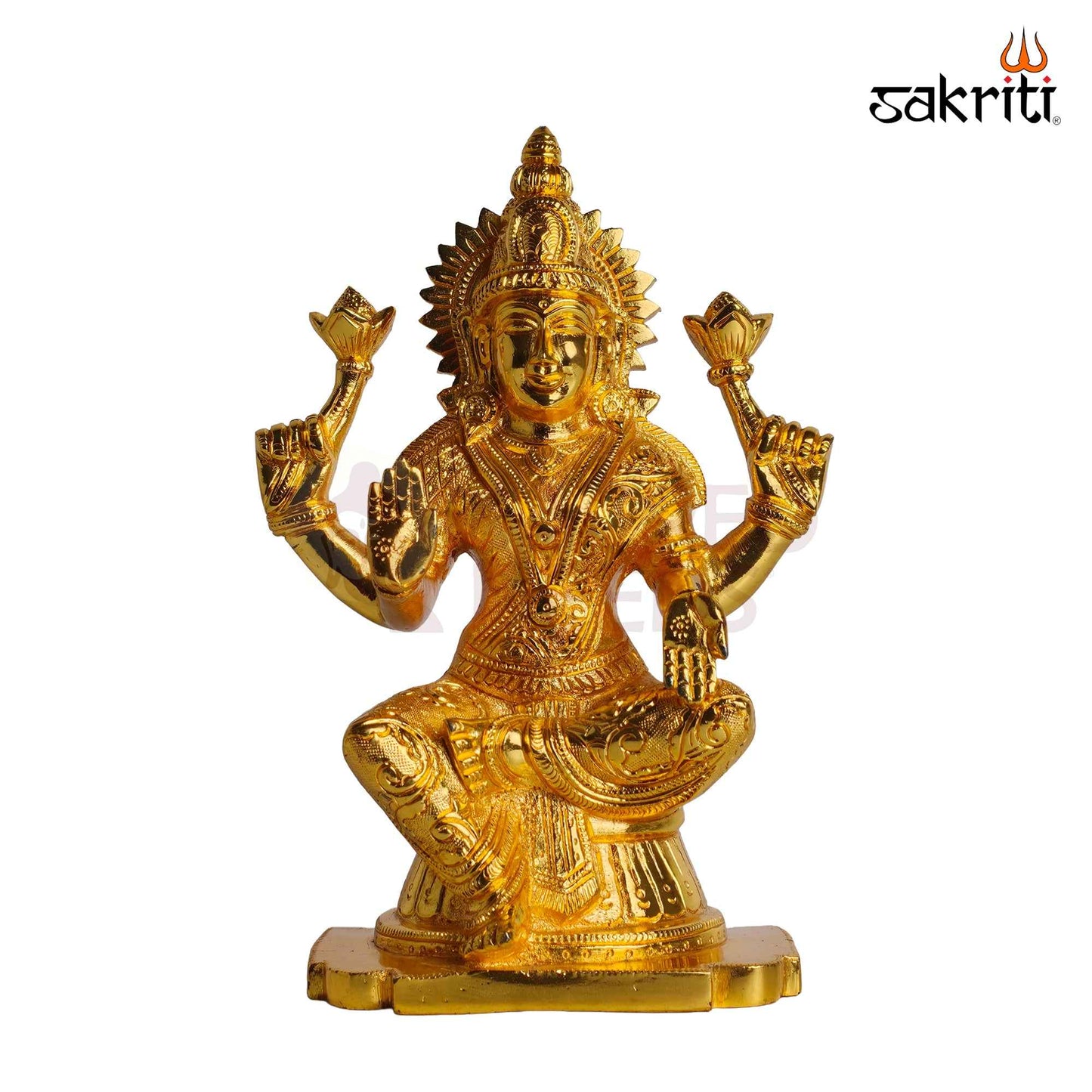 Sacred Needs Brass Goddess Lakshmi Idol – 9.5 Inch (24.1 cm) Height | Mahalakshmi Brass Statue for Pooja Room, Home Temple, Wealth, Prosperity & Spiritual Décor