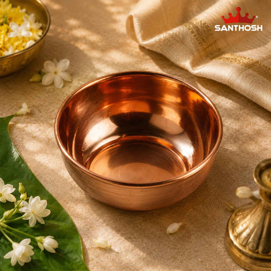 Sacred Needs Pure Copper Katori Bowl – 1.5 Inch (3.8 cm) Height | Traditional Copper Bowl for Serving, Pooja, Prasadam & Ayurvedic Dining