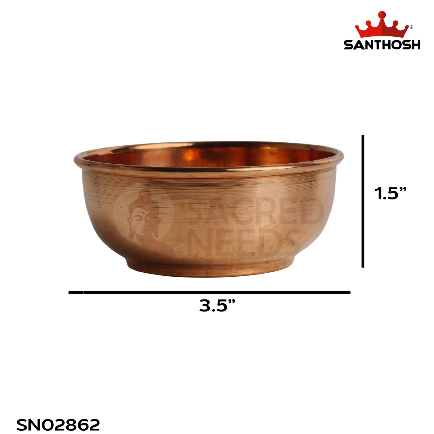 Sacred Needs Pure Copper Katori Bowl – 1.5 Inch (3.8 cm) Height | Traditional Copper Bowl for Serving, Pooja, Prasadam & Ayurvedic Dining
