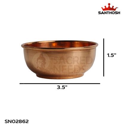 Sacred Needs Pure Copper Katori Bowl – 1.5 Inch (3.8 cm) Height | Traditional Copper Bowl for Serving, Pooja, Prasadam & Ayurvedic Dining