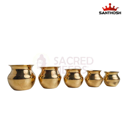 Sacred Needs Brass Kavadi Chambu 5 Pieces Set – 10.5 Inch (26.7 cm) Height | Traditional Brass Kavadi Pots for Murugan Kavadi, Thaipusam, Temple Rituals & Pooja