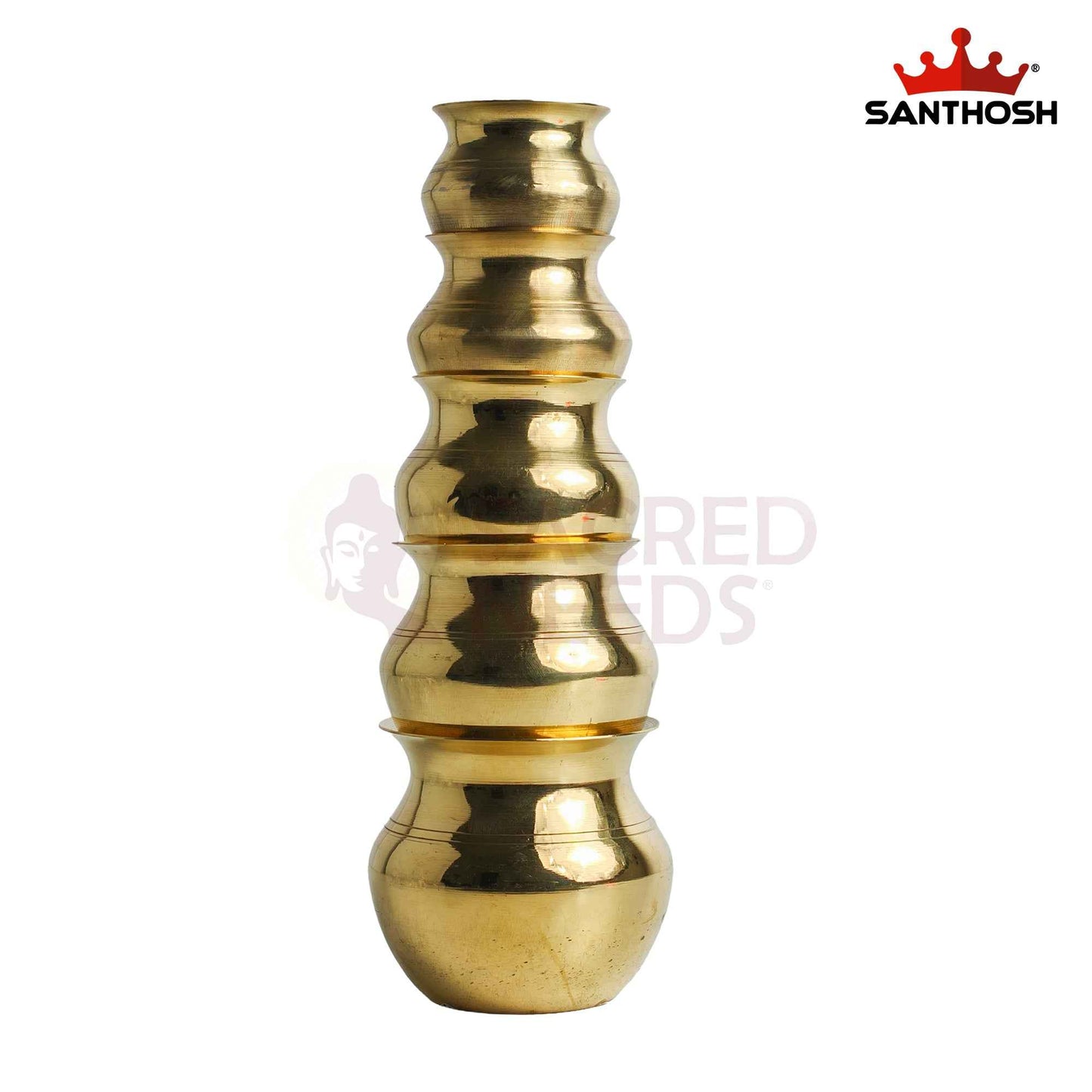 Sacred Needs Brass Kavadi Chambu 5 Pieces Set – 10.5 Inch (26.7 cm) Height | Traditional Brass Kavadi Pots for Murugan Kavadi, Thaipusam, Temple Rituals & Pooja