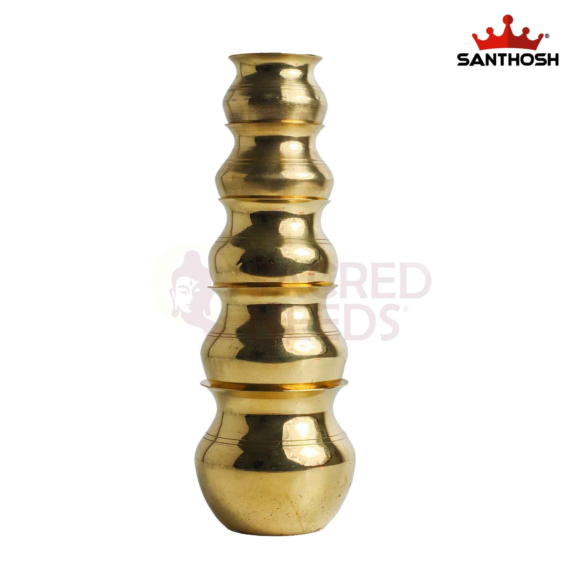 Sacred Needs Brass Kavadi Chambu 5 Pieces Set – 10.5 Inch (26.7 cm) Height | Traditional Brass Kavadi Pots for Murugan Kavadi, Thaipusam, Temple Rituals & Pooja