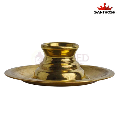 Sacred Needs Brass Kapoor Aarti Plate – 2 Inch (5.1 cm) Height | Traditional Brass Camphor Aarti Thali for Pooja, Temple, Daily Worship & Hindu Rituals