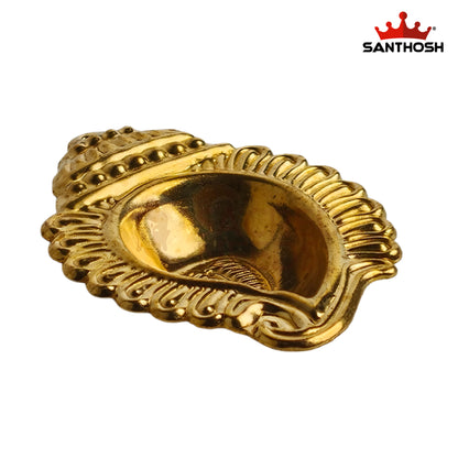 Sacred Needs Brass Shankh Agal Deepam – 0.3 Inch (0.8 cm) Height | Conch-Shaped Brass Oil Lamp for Pooja, Temple, Diwali & Karthigai Deepam