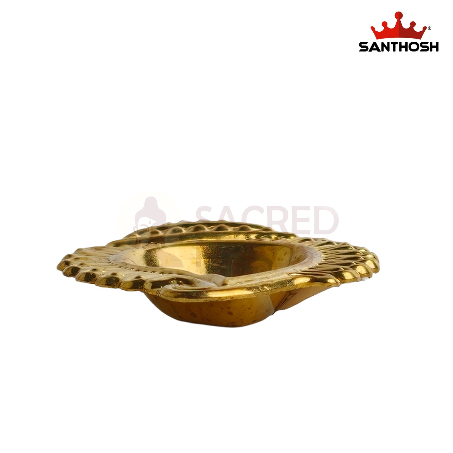 Sacred Needs Brass Shankh Agal Deepam – 0.3 Inch (0.8 cm) Height | Conch-Shaped Brass Oil Lamp for Pooja, Temple, Diwali & Karthigai Deepam