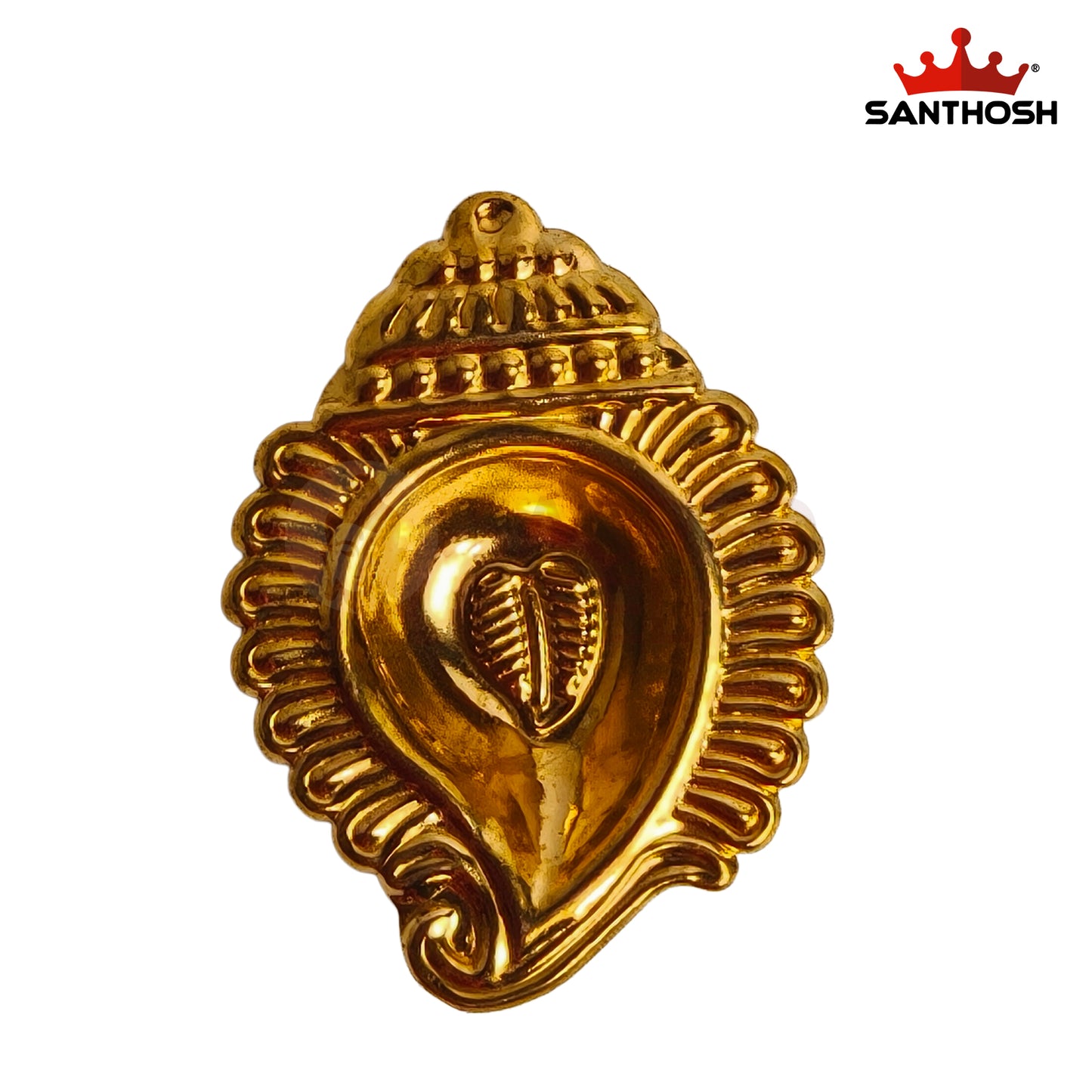 Sacred Needs Brass Shankh Agal Deepam – 0.3 Inch (0.8 cm) Height | Conch-Shaped Brass Oil Lamp for Pooja, Temple, Diwali & Karthigai Deepam