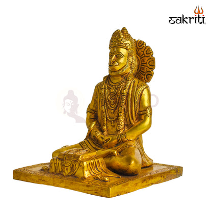 Sacred Needs Brass Hanuman with Book Idol – 9 Inch (22.9 cm) Height | Lord Hanuman Statue for Wisdom, Devotion, Home Temple, Pooja Room & Spiritual Décor