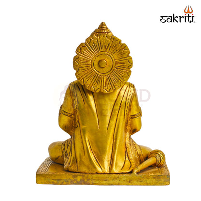 Sacred Needs Brass Hanuman with Book Idol – 9 Inch (22.9 cm) Height | Lord Hanuman Statue for Wisdom, Devotion, Home Temple, Pooja Room & Spiritual Décor