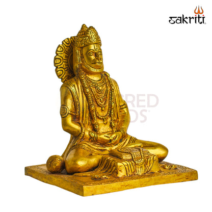 Sacred Needs Brass Hanuman with Book Idol – 9 Inch (22.9 cm) Height | Lord Hanuman Statue for Wisdom, Devotion, Home Temple, Pooja Room & Spiritual Décor