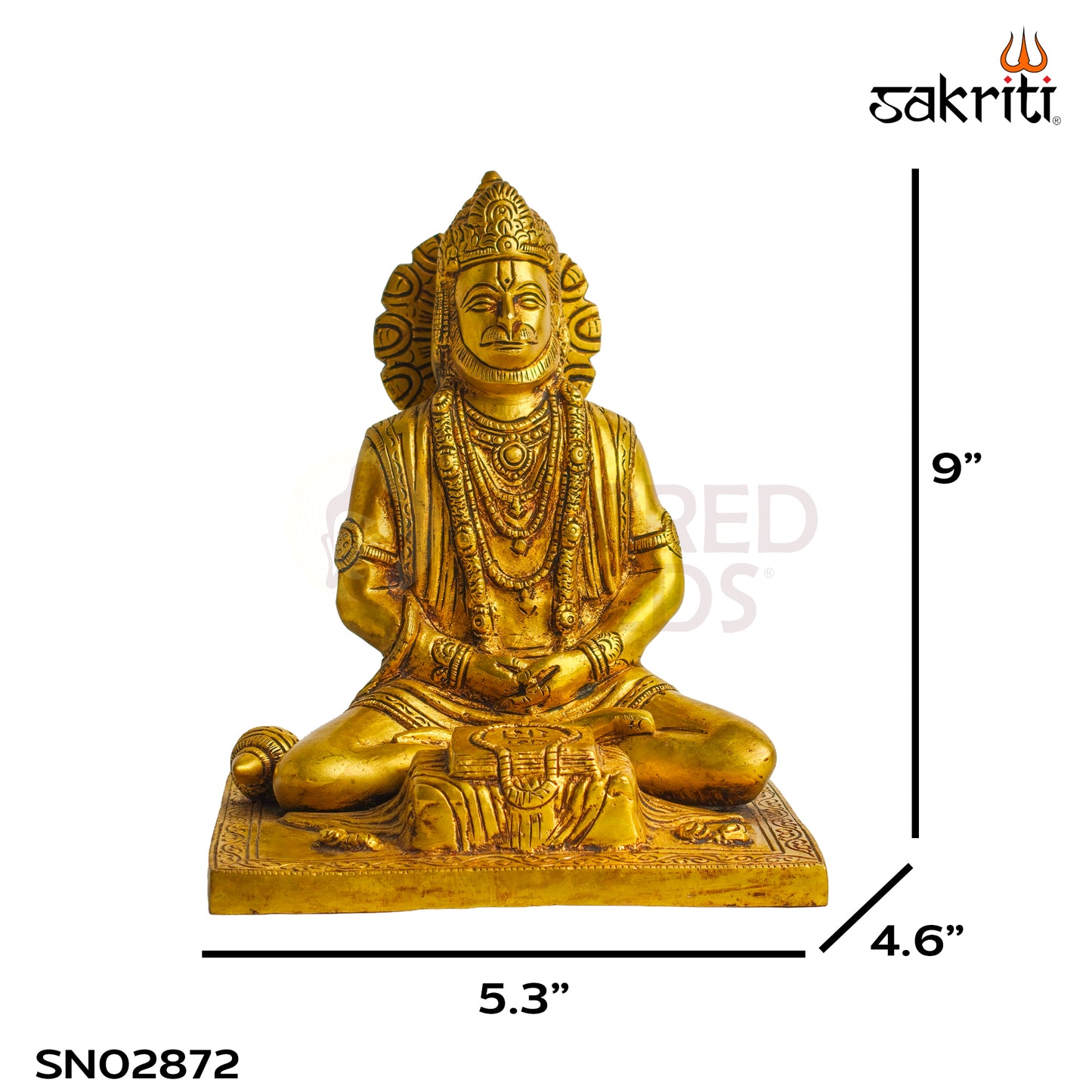 Sacred Needs Brass Hanuman with Book Idol – 9 Inch (22.9 cm) Height | Lord Hanuman Statue for Wisdom, Devotion, Home Temple, Pooja Room & Spiritual Décor