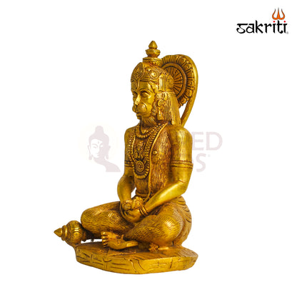 Sacred Needs Brass Hanuman with Book Idol – 7 Inch (17.8 cm) Height | Lord Hanuman Statue Holding Scripture for Pooja Room, Home Temple, Spiritual Décor & Devotional Worship