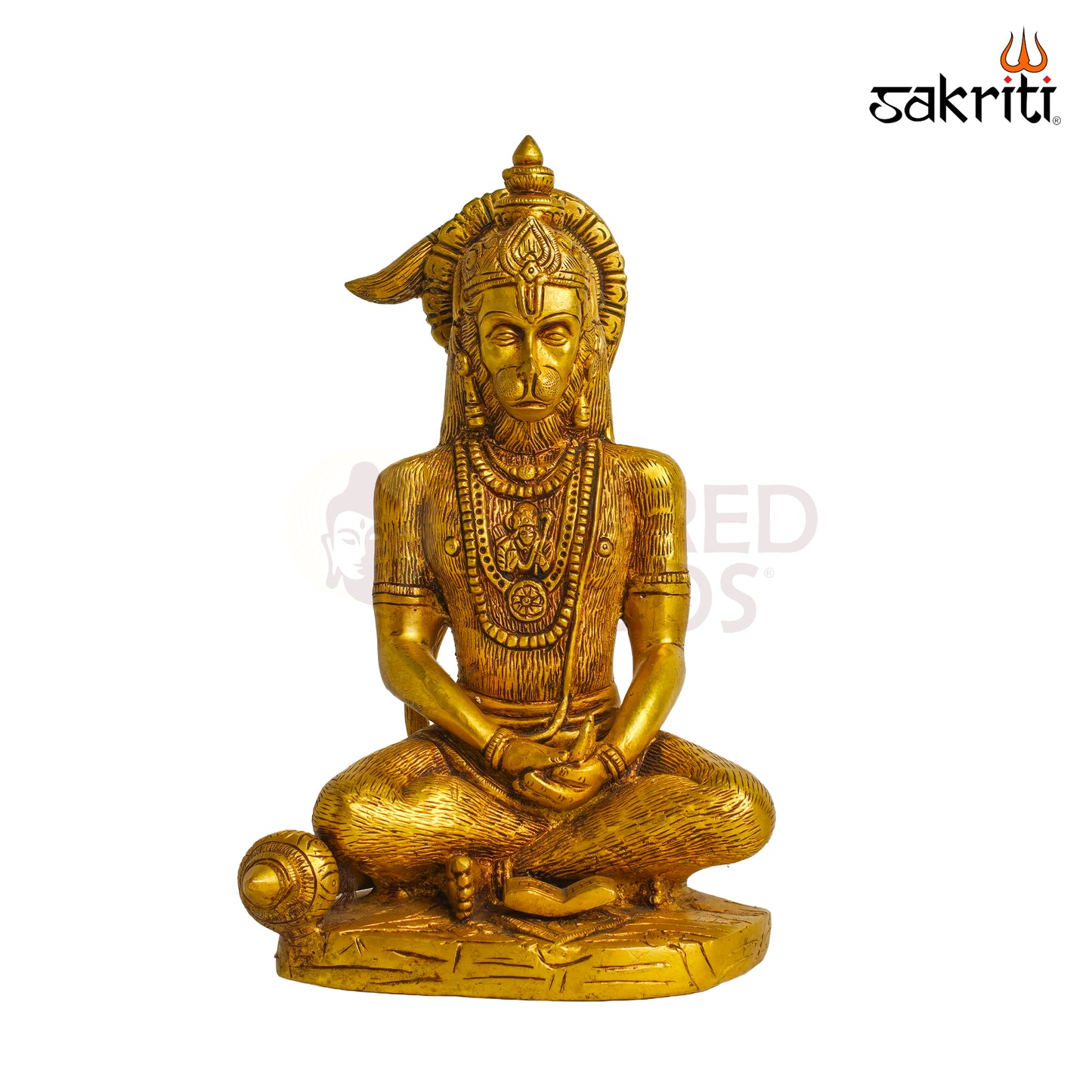 Sacred Needs Brass Hanuman with Book Idol – 7 Inch (17.8 cm) Height | Lord Hanuman Statue Holding Scripture for Pooja Room, Home Temple, Spiritual Décor & Devotional Worship
