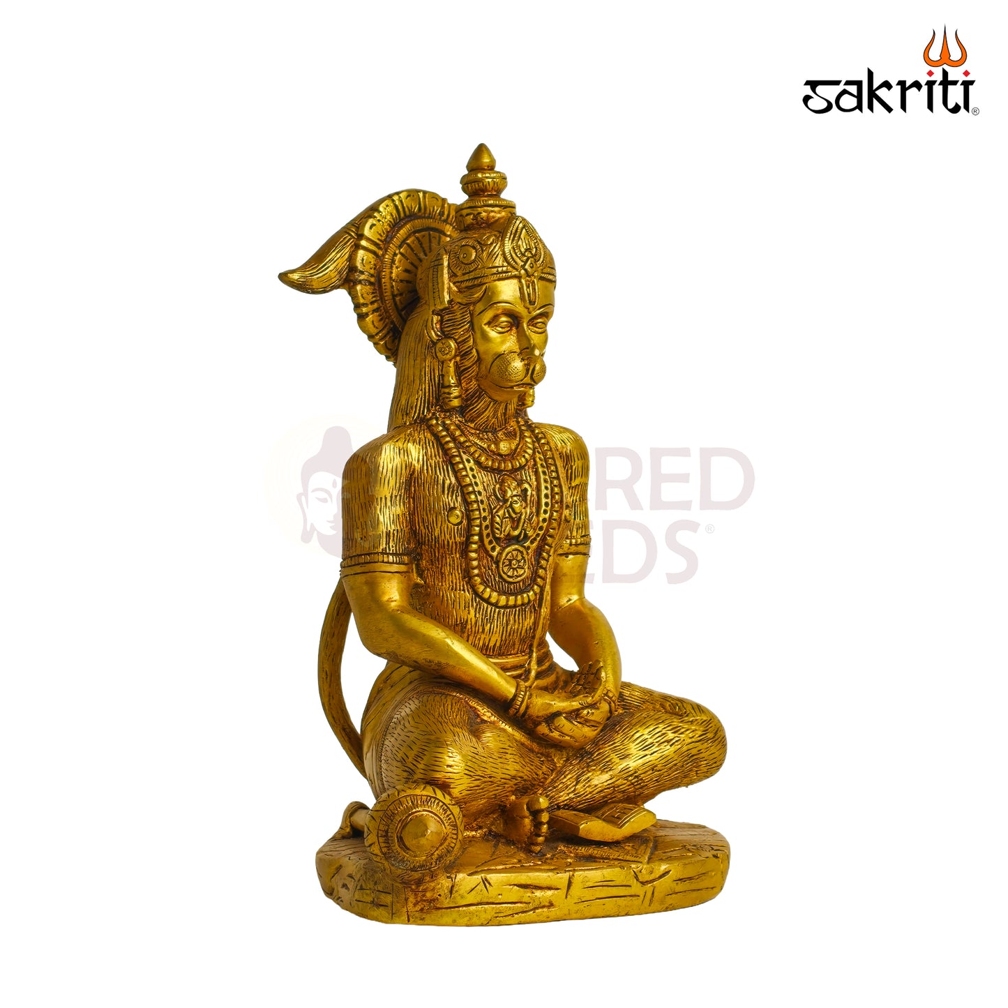 Sacred Needs Brass Hanuman with Book Idol – 7 Inch (17.8 cm) Height | Lord Hanuman Statue Holding Scripture for Pooja Room, Home Temple, Spiritual Décor & Devotional Worship