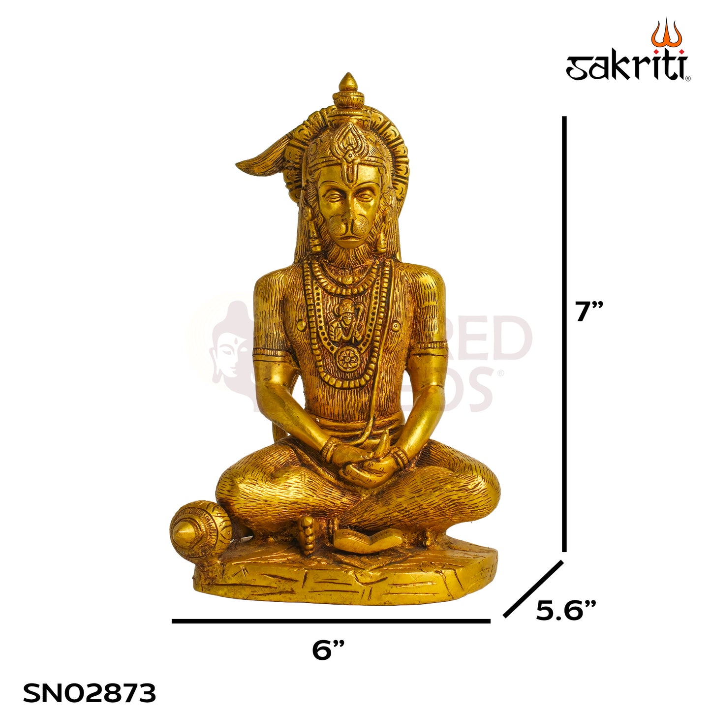 Sacred Needs Brass Hanuman with Book Idol – 7 Inch (17.8 cm) Height | Lord Hanuman Statue Holding Scripture for Pooja Room, Home Temple, Spiritual Décor & Devotional Worship
