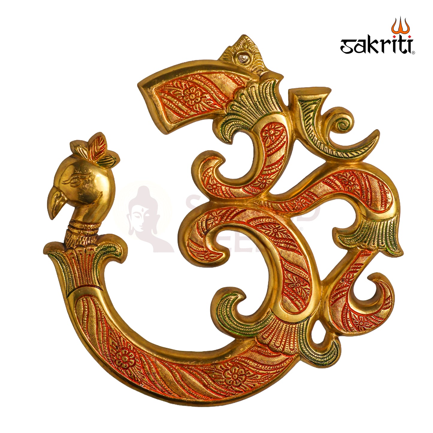 Sacred Needs Brass Peacock Om Wall Mount – 12 Inch (30.5 cm) Height | Auspicious Brass Wall Hanging for Pooja Room, Temple & Home Décor
