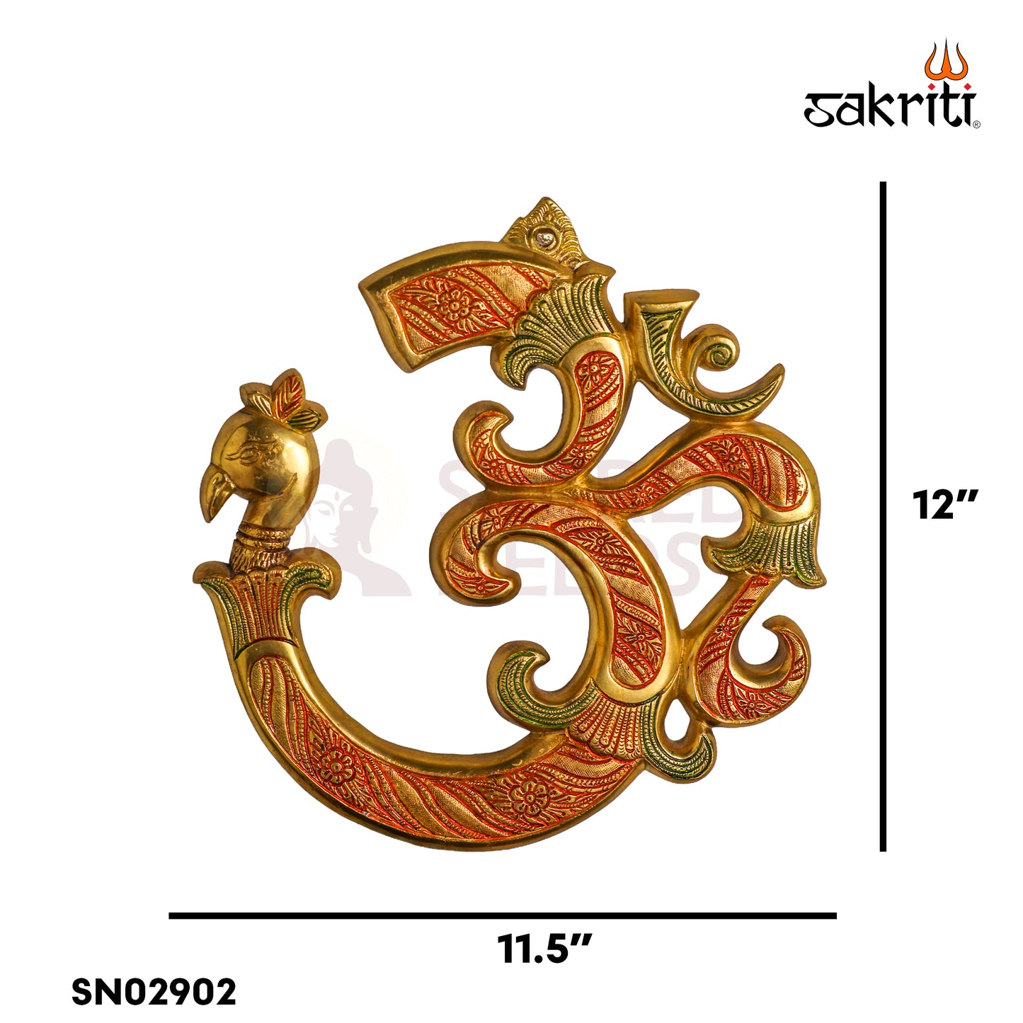 Sacred Needs Brass Peacock Om Wall Mount – 12 Inch (30.5 cm) Height | Auspicious Brass Wall Hanging for Pooja Room, Temple & Home Décor