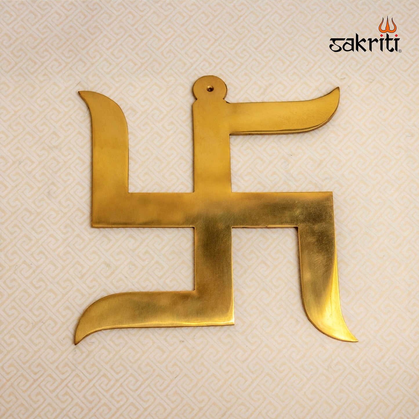 Sacred Needs Brass Swastik Wall Mount – 10.8 Inch (27.4 cm) Height | Auspicious Brass Swastik Wall Hanging for Pooja Room, Temple & Home Décor