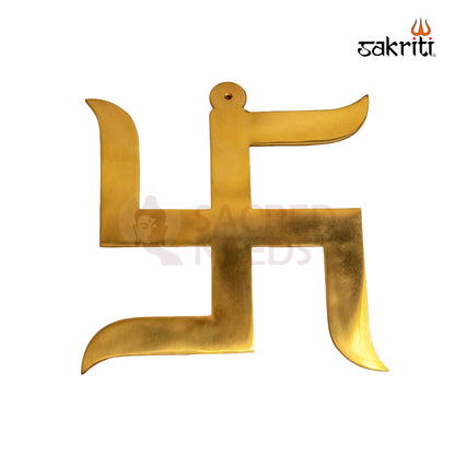 Sacred Needs Brass Swastik Wall Mount – 13 Inch Height | Decorative & Auspicious Wall Hanging for Pooja Room, Temple & Home Décor