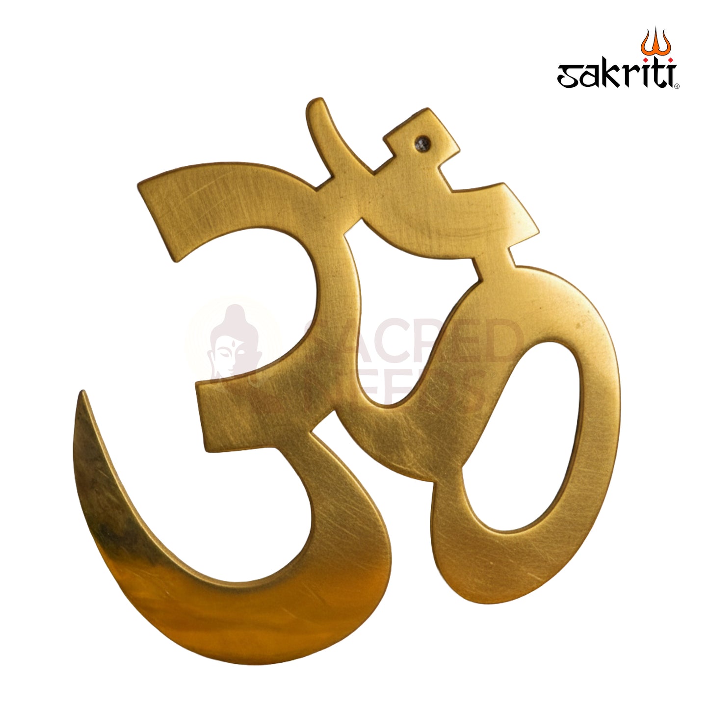 Sacred Needs Brass Hindi Om Wall Mount – 10 Inch Height (9.3 Inch Width) | Decorative & Auspicious Wall Hanging for Pooja Room, Temple & Home Décor