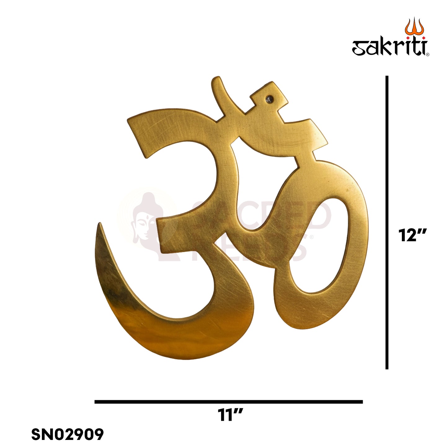Sacred Needs Brass Hindi Om Wall Mount – 12 Inch Height (11 Inch Width) | Decorative & Auspicious Wall Hanging for Pooja Room, Temple & Home Décor