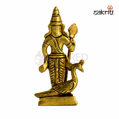 Brass Lord Murugan Idol – 4.5 Inch (11.4 cm) Height | Skanda Murugan Statue for Pooja Room, Home Temple & Spiritual Décor