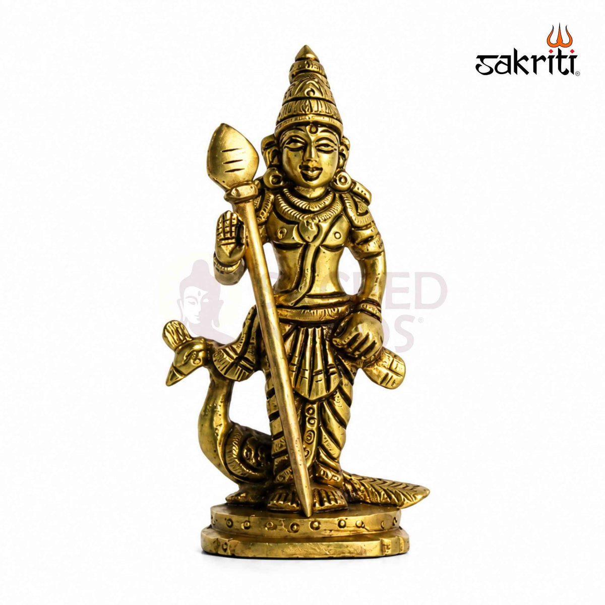Brass Lord Murugan Idol – 4.5 Inch (11.4 cm) Height | Skanda Murugan Statue for Pooja Room, Home Temple & Spiritual Décor