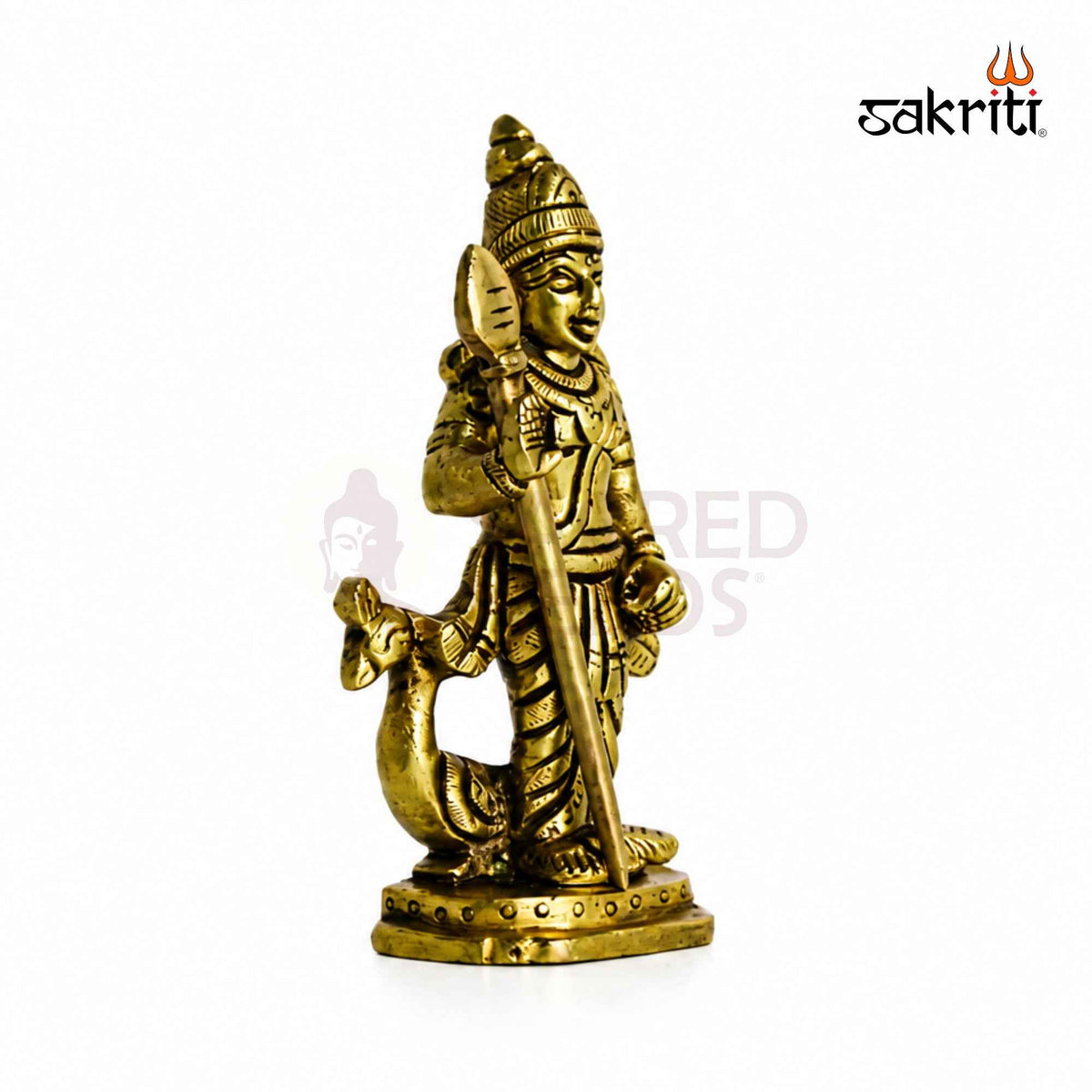 Brass Lord Murugan Idol – 4.5 Inch (11.4 cm) Height | Skanda Murugan Statue for Pooja Room, Home Temple & Spiritual Décor