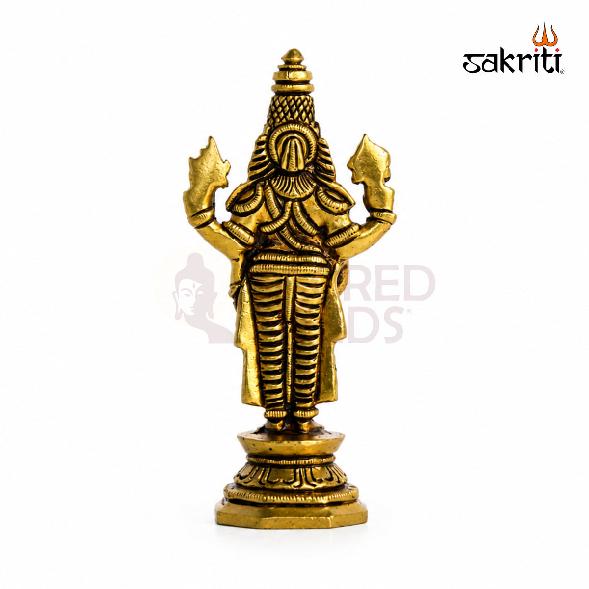 Brass Perumal Idol with Round Base – 5.5 Inch (14 cm) Height | Lord Vishnu Perumal Statue for Pooja Room & Home Temple