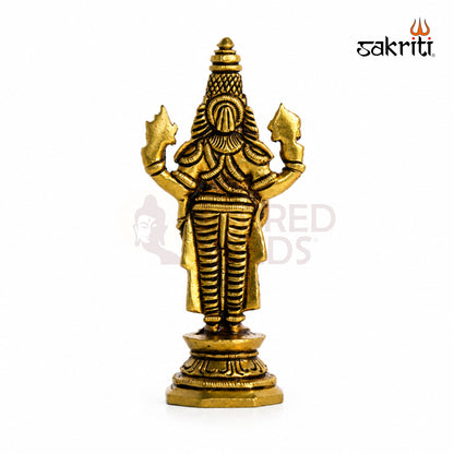 Brass Perumal Idol with Round Base – 5.5 Inch (14 cm) Height | Lord Vishnu Perumal Statue for Pooja Room & Home Temple