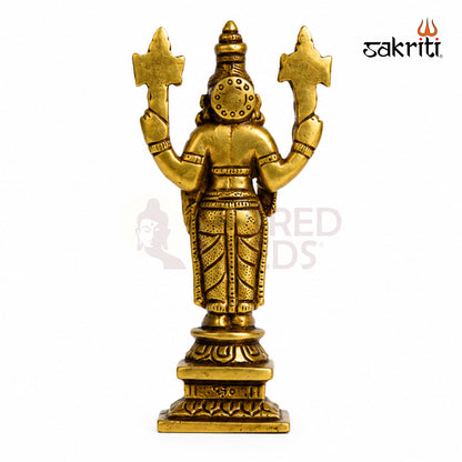 Brass Perumal Idol with Square Base – 5 Inch (12.7 cm) Height | Lord Vishnu Perumal Statue for Pooja Room & Home Temple