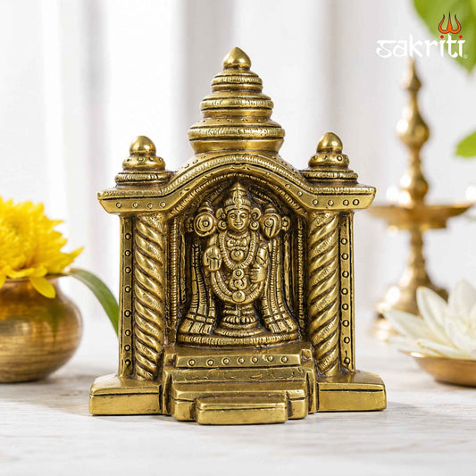 Brass Balaji Idol – 4.2 Inch (10.7 cm) Height | Lord Venkateswara Statue for Pooja Room, Home Temple & Spiritual Décor