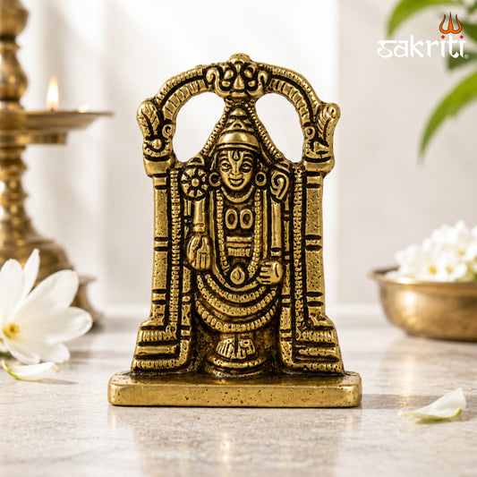 Brass Balaji Idol – 2.6 Inch (6.6 cm) Height | Lord Venkateswara Statue for Pooja Room, Home Temple & Spiritual Décor