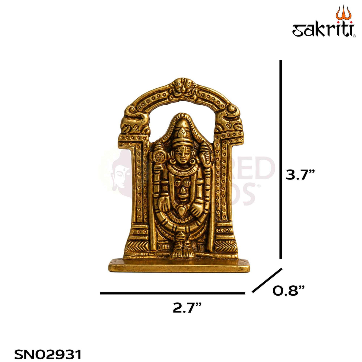 Brass Balaji Idol – 3.7 Inch (9.4 cm) Height | Lord Venkateswara Statue for Pooja Room, Home Temple & Spiritual Décor