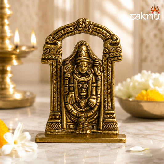 Brass Balaji Idol – 3.7 Inch (9.4 cm) Height | Lord Venkateswara Statue for Pooja Room, Home Temple & Spiritual Décor