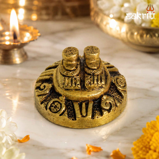 Brass Perumal Padam – 1 Inch (2.5 cm) Height | Lord Vishnu Footprint for Pooja Room, Temple & Devotional Décor