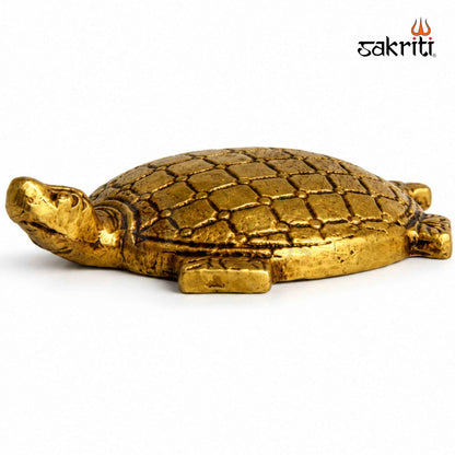 Brass Big Tortoise Statue – 0.8 Inch (2 cm) Height | Traditional Brass Tortoise Idol for Vastu, Home Décor & Pooja Room